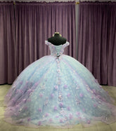Off-Shoulder Ball Gown with 3D Floral Applique Princess Quinceanera & Sweet 16 Party Dress